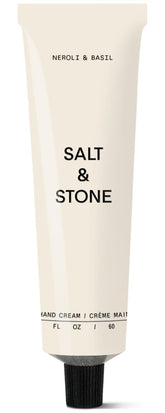 Salt & Stone hand cream Neroli Basil bottle demonstrates fast-absorbing hydration for dry hands.