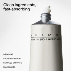 Salt & Stone hand cream Neroli Basil texture closeup highlights silky finish and moisture.