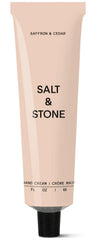 Salt & Stone hand cream saffron cedar tube front delivers silky hydration.