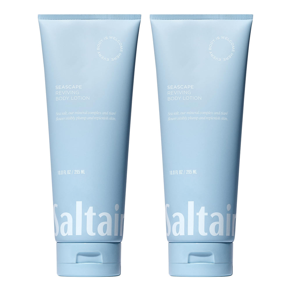 Saltair Body Lotion two-pack tubes provide easy, everyday hydrating relief for dry skin.
