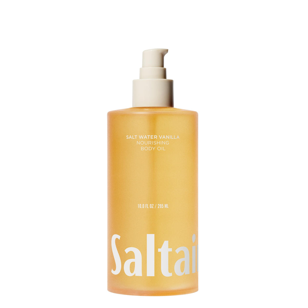 Saltair Body Oil pump bottle for fast absorption and soft, non-greasy skin.
