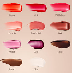 Saltair lip oil balm 5-pack display offers versatile looks.