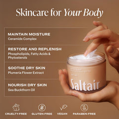 Saltair cream texture close-up showing rich, fast-absorbing formula