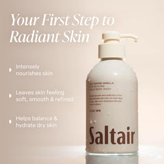 Saltair Salt Water Vanilla rich lather delivers creamy cleansing.