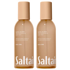 Saltair Santal Bloom bottle front showcases elegant labeling for lightweight, long-lasting fragrance.