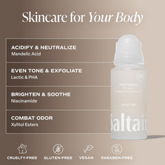 Saltair Serum Deodorant Underarm Close-Up shows smooth skin and gentle exfoliation.