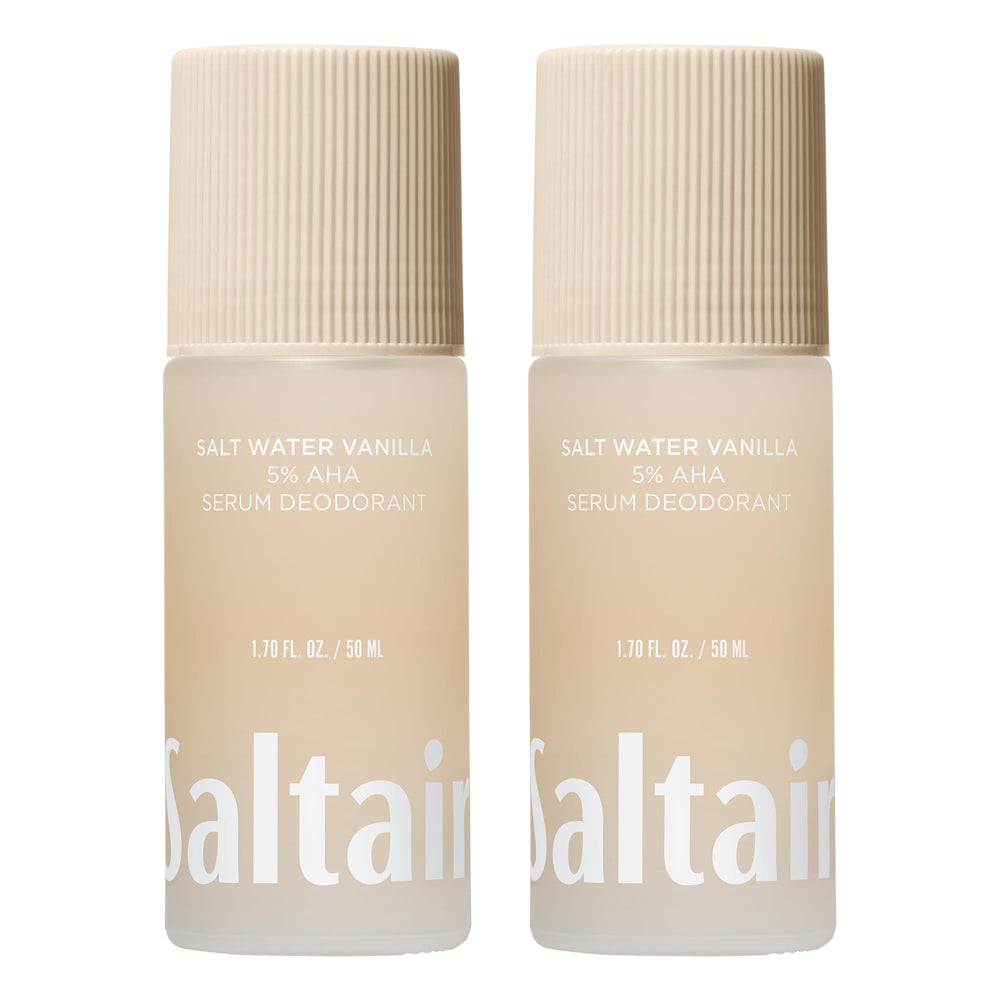 Saltair Serum Deodorant bottle with vanilla scent for all-day protection.