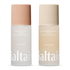 Saltair serum deodorant variety pack with Santal Coconut and Salt Water Vanilla for long-lasting odor control.