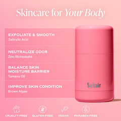 Saltair skincare deodorant zinc and BHA odor-control formula for lasting freshness.