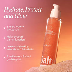 Saltair SPF Body Oil close-up dispenser highlighting quick absorption.
