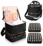 Sambois nail polish organizer upper space pockets provide quick tool access on the go.