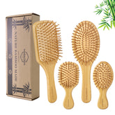 SAMEBUTECO bamboo hair brush set large square for gentle detangling and scalp massage