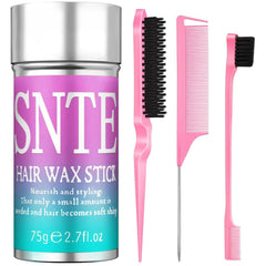 Samnyte hair wax stick application close-up for frizz control and sleek finish.