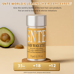 Samnyte hair wax stick edge-control on bangs for a neat look.