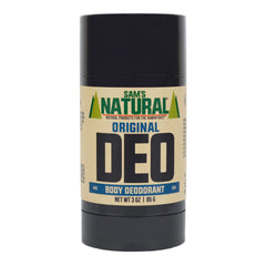 Sam's Natural Deodorant Original packaging shows aluminum-free protection in a recyclable tube.