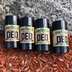 Sam's Natural Patchouli packaging highlights recyclable materials for eco-conscious grooming.
