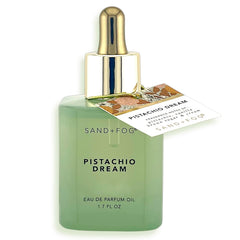 Sand + Fog Pistachio Dream bottle with frosted glass for premium travel ready fragrance presentation