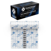 Saniderm Flex tattoo bandage with matte finish on skin for low-glare protection
