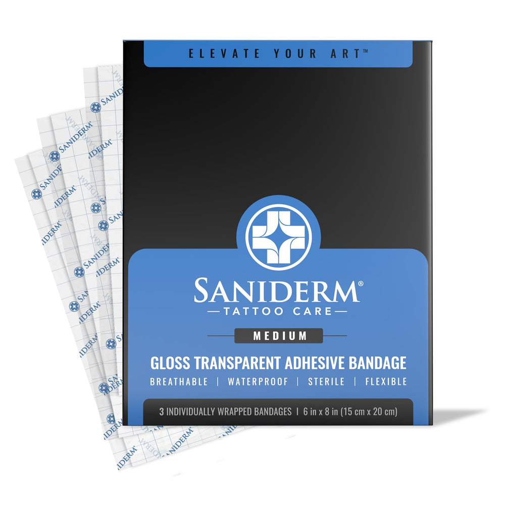 Saniderm tattoo aftercare bandage medium pack 6x8 box protects new ink during healing