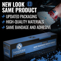 Saniderm waterproof bandage enables showering while helping your new ink stay protected.