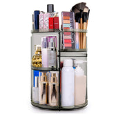 sanipoe 360 rotating makeup organizer angle view for easy cosmetics access