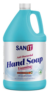 Sanit antibacterial foaming hand soap refill mango coconut bottle showing rich foam for everyday cleaning