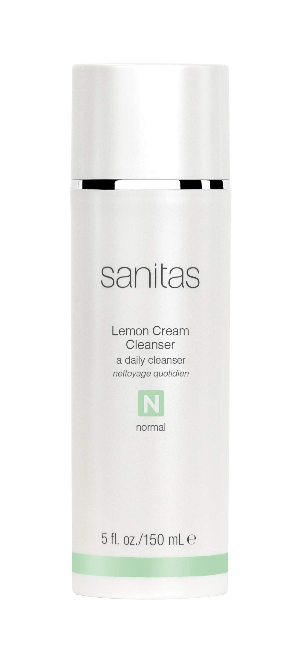 Sanitas Lemon Cream Cleanser bottle demonstrates refreshing vitamin C cleanse for brightening skin.