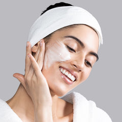 Sanitas Lemon Cream Cleanser lather captures creamy texture for soft, clean skin.