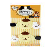 Sanrio Pom Pom Pudding long bangs clip side view showing secure, cute hair hold.