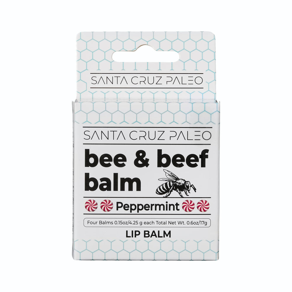 Santa Cruz Paleo lip balm four-sticks pack, portable hydration for dry lips on the go.