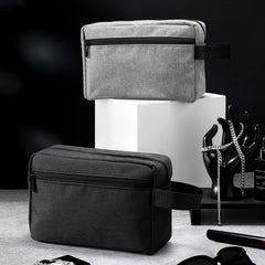 Sanwuta 8pcs travel toiletry bag dark-blue waterproof-lining keeps contents dry.