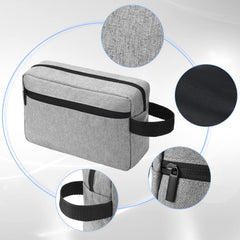 Sanwuta 8pcs travel toiletry bag gray large-capacity fits shaver and toothbrush.
