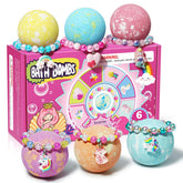 sanyi unicorn bath bombs six-pack with bracelet inside for colorful bubble bath