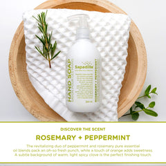 Sapadilla rosemary-peppermint hand soap pump with herbal lift