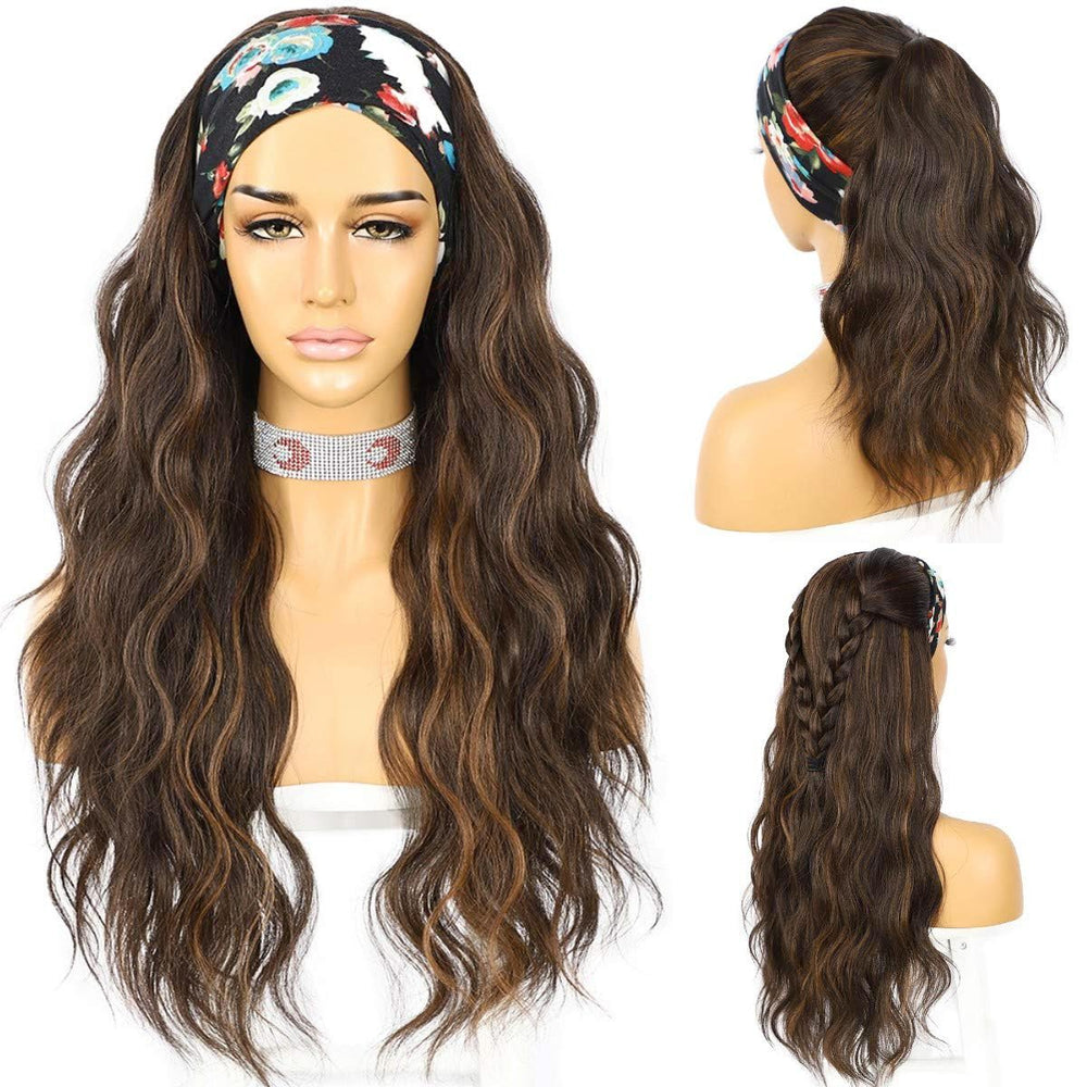 SAPPHIREWIGS glueless headband wig front view 26inch offers natural hairline and easy wear.