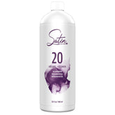 Satin 20 Volume Cream Developer bottle for even lift and vibrant color results.