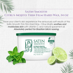 SATIN SMOOTH Citrus Mojito wax arm removal shows gentle hair removal.