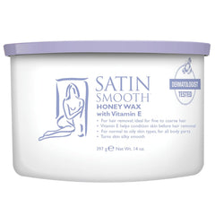 SATIN SMOOTH Honey Wax packaging and 14oz jar for at-home waxing.
