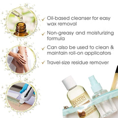SATIN SMOOTH Release wax residue remover used to clean roll-on applicators.