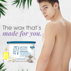 Satin Smooth Titanium Blue wax applied without strips for quick, clean waxing.