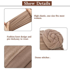 SATINIOR headwrap in black demonstrates easy knot styling for chic, front-of-head wear.