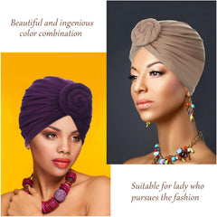SATINIOR navy headwrap highlights simple pre-tied knot for quick, elegant looks.