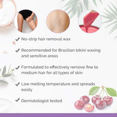 SATIN SMOOTH Wild Cherry Hard Wax bikini waxing application for precision.