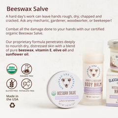 Savannah Bee Original Beeswax Salve quick-absorbing formula for non-greasy skin care.