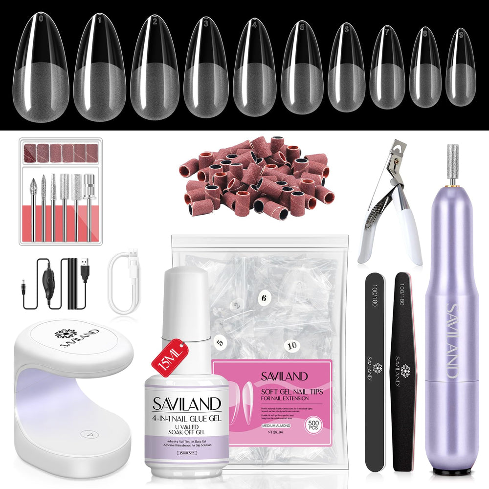 SAVILAND almond nail tips: 500-piece pack for natural-looking extensions