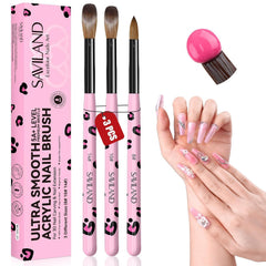 SAVILAND Acrylic Nail Brush Set with three brushes delivers smooth powder application.