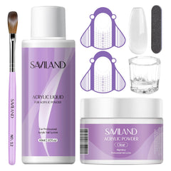 SAVILAND acrylic nail kit box presents a beginner-friendly setup for at-home salon-quality nails.