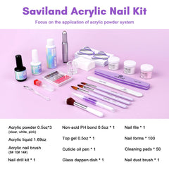 SAVILAND acrylic powder trio clear close-up for smooth application