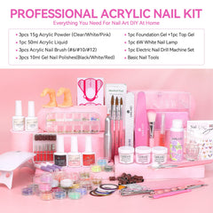 SAVILAND acrylic powder collection in clear pink white for versatile nail art