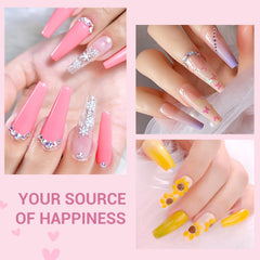 SAVILAND acrylic powder collection clear-white-pink swatches for strong base layers.